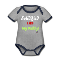 Organic P.F.E Short Sleeve Baby Bodysuit - heather gray/navy