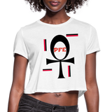 Queen Ankh Cropped T-Shirt - white