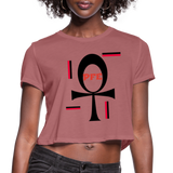 Queen Ankh Cropped T-Shirt - mauve