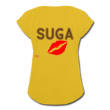 SUGA Roll Cuff T-Shirt - mustard yellow