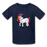 Girl’s Cotton Unicorn Youth T-Shirt - navy