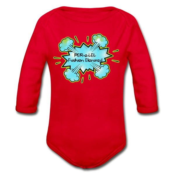 P.F.E Organic Long Sleeve Baby Bodysuit - red
